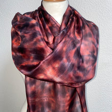 Load image into Gallery viewer, Hand Dyed Long Silk Scarf in Hot Coral & Grey