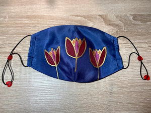 Tulips Design Hand Painted Silk Face Covering/Mask
