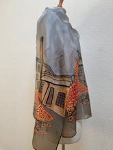 Load image into Gallery viewer, Potteries Poppies Design X Long Silk Scarf : Hand Painted Silk