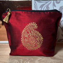 Load image into Gallery viewer, Paisley Design Cosmetics Purse : Hand Printed Silk