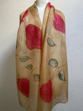 Load image into Gallery viewer, Roses Design X Long Silk Scarf : Hand Painted Silk

