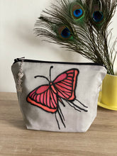 Load image into Gallery viewer, Butterfly Design Cosmetics Purse : Hand Painted Silk
