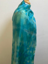 Load image into Gallery viewer, Hand Dyed Long Silk Scarf in Aqua, Blue, Green
