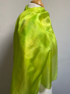 Hand Dyed Silk Neck Scarf in Lime and Lemon