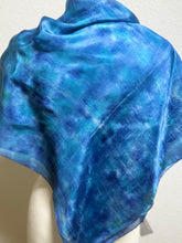 Load image into Gallery viewer, Hand Dyed Square Silk Scarf in Blue Cobalt Azure Ultramarine
