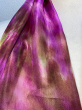 Load image into Gallery viewer, Hand Dyed Silk Neck Scarf in Brown Purple Green
