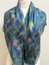 Load image into Gallery viewer, Hand Dyed Square Silk Scarf in Blue Multicolour
