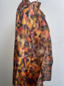 Hand Dyed Long Silk Scarf in Orange Charcoal Beige