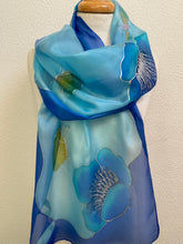 Load image into Gallery viewer, Poppies &amp; Butterflies Design X Long Silk Scarf : Hand Painted Silk
