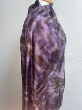 Load image into Gallery viewer, Hand Dyed Long Silk Scarf in Smokey Grey Lilac Brown
