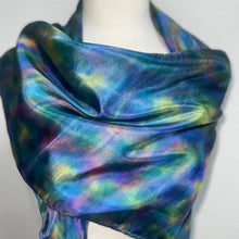 Load image into Gallery viewer, Hand Dyed Square Silk Scarf in Blue Multicolour
