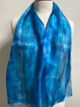 Load image into Gallery viewer, Hand Dyed Silk Neck Scarf in Sky Blue Light Navy
