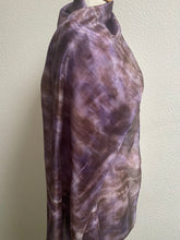 Load image into Gallery viewer, Hand Dyed Long Silk Scarf in Smokey Grey Lilac Brown
