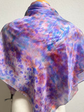 Load image into Gallery viewer, Hand Dyed Square Silk Scarf in Purple Pink Lilac Blue Taupe
