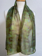 Load image into Gallery viewer, Hand Dyed Silk Neck Scarf in Khaki Green Brown
