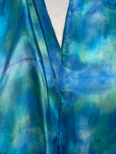 Load image into Gallery viewer, Hand Dyed Silk Neck Scarf in Aqua Jade Navy Blues
