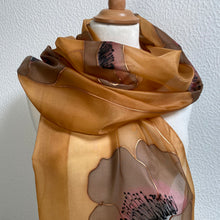 Load image into Gallery viewer, Poppies Design Long Silk Scarf : Hand Painted Silk
