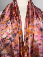 Load image into Gallery viewer, Hand Dyed Long Silk Scarf in Pink Grey Blush Orange
