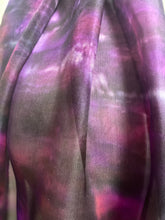 Load image into Gallery viewer, Hand Dyed Long Silk Scarf in Purple Black Pink
