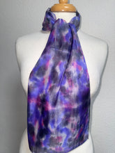 Load image into Gallery viewer, Hand Dyed Silk Small Neck Scarf in Lilac Grey Pink by Designer Silk Artist
