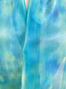 Hand Dyed Silk Neck Scarf in Turquoise Aqua Teal Blue