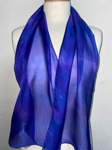 Hand Dyed Silk Neck Scarf in Cobalt Purple