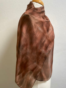 Hand Dyed Silk Neck Scarf in Chocolate Browns