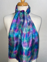 Load image into Gallery viewer, Hand Dyed Silk Neck Scarf in Multi Blues Pink Jade
