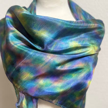 Load image into Gallery viewer, Hand Dyed Square Silk Scarf in Blue Multicolour
