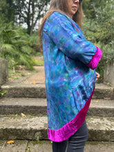 Load image into Gallery viewer, Hand Painted &amp; Dyed Silk Hydrangeas Jacket by Designer Silk
