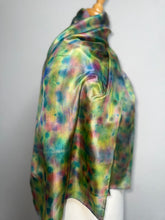 Load image into Gallery viewer, Hand Dyed Silk Neck Scarf in Cottage Garden Colours by Designer Silk Artist
