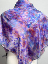 Load image into Gallery viewer, Hand Dyed Square Silk Scarf in Purple Pink Lilac Blue Taupe
