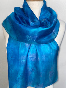 Hand Dyed Silk Neck Scarf in Mediterranean Blue Navy