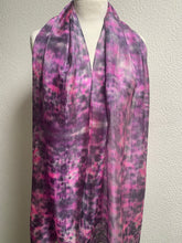 Load image into Gallery viewer, Hand Dyed Long Silk Scarf in Pinks Charcoal Grey
