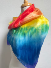 Load image into Gallery viewer, Hand Dyed Square Silk Scarf in Multicolour Rainbow
