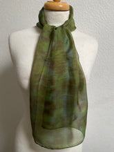 Load image into Gallery viewer, Hand Dyed Silk Neck Scarf in Khaki Green Brown
