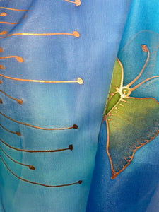 Seed Heads Design X Long Silk Scarf : Hand Painted Silk