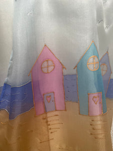 Beach Huts Long Scarf Hand Painted Silk