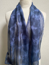 Load image into Gallery viewer, Hand Dyed Silk Neck Scarf in Charcoal Grey Light Blue Grey
