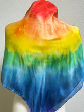 Load image into Gallery viewer, Hand Dyed Square Silk Scarf in Multicolour Rainbow
