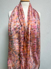 Load image into Gallery viewer, Hand Dyed Long Silk Scarf in Pink Grey Blush Orange
