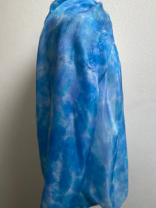 Hand Dyed Long Silk Scarf in Cool Blues