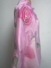 Load image into Gallery viewer, Roses Design X Long Silk Scarf in Pink &amp; Silver : Hand Painted Silk
