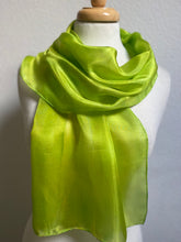 Load image into Gallery viewer, Hand Dyed Silk Neck Scarf in Lime and Lemon
