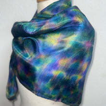 Load image into Gallery viewer, Hand Dyed Square Silk Scarf in Blue Multicolour
