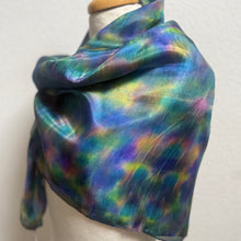 Load image into Gallery viewer, Hand Dyed Square Silk Scarf in Blue Multicolour
