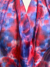 Load image into Gallery viewer, Hand Dyed Silk Neck Scarf in Scarlet, Marine Blue, White by Designer Silk Artist
