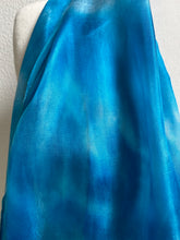 Load image into Gallery viewer, Hand Dyed Long Silk Scarf in Shades of Sky Blue to Light Navy
