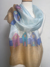 Load image into Gallery viewer, Beach Huts Long Scarf Hand Painted Silk
