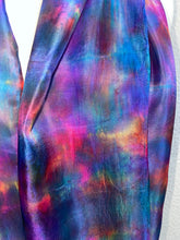 Load image into Gallery viewer, Hand Dyed Silk Neck Scarf in Multi Blue Purple Pink Coral
